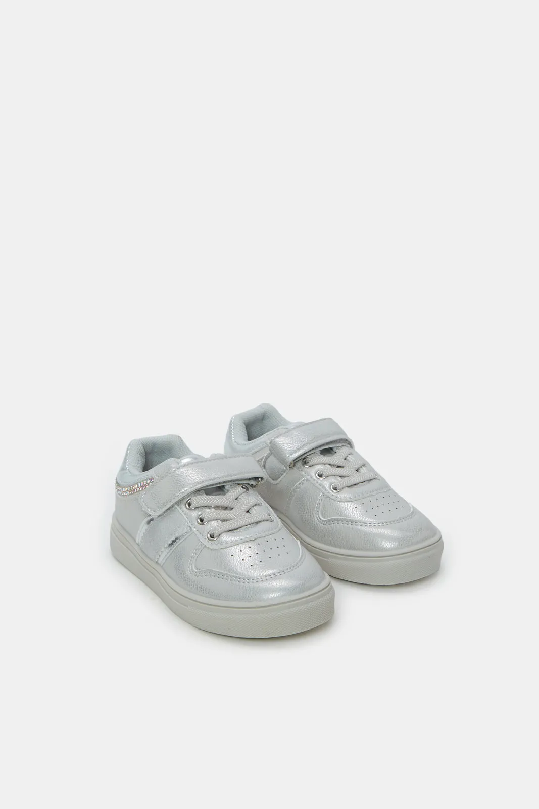 Girls Grey Velcro Strap Sneakers