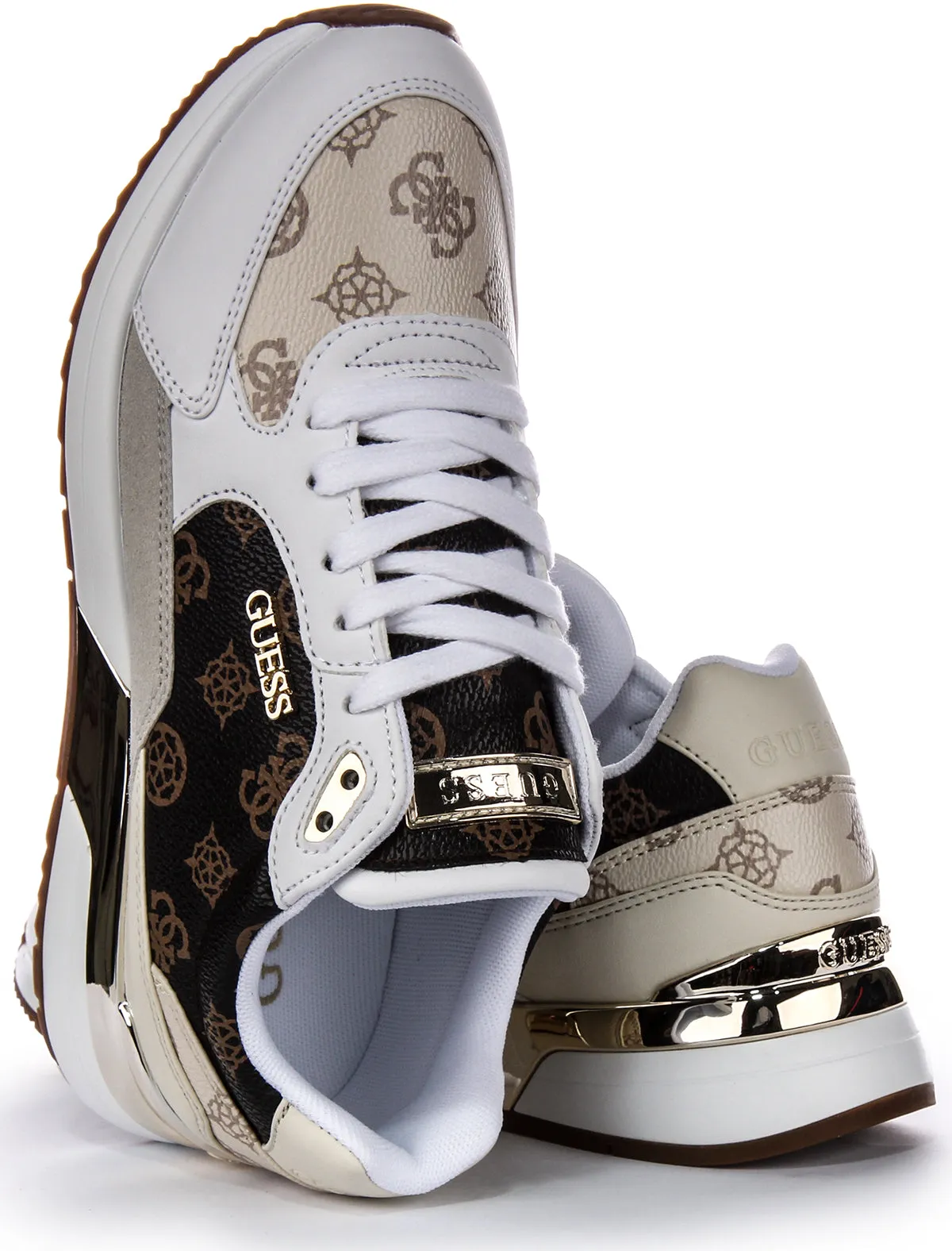 Guess Moxea10 Sneaker In Brown Multi For Women