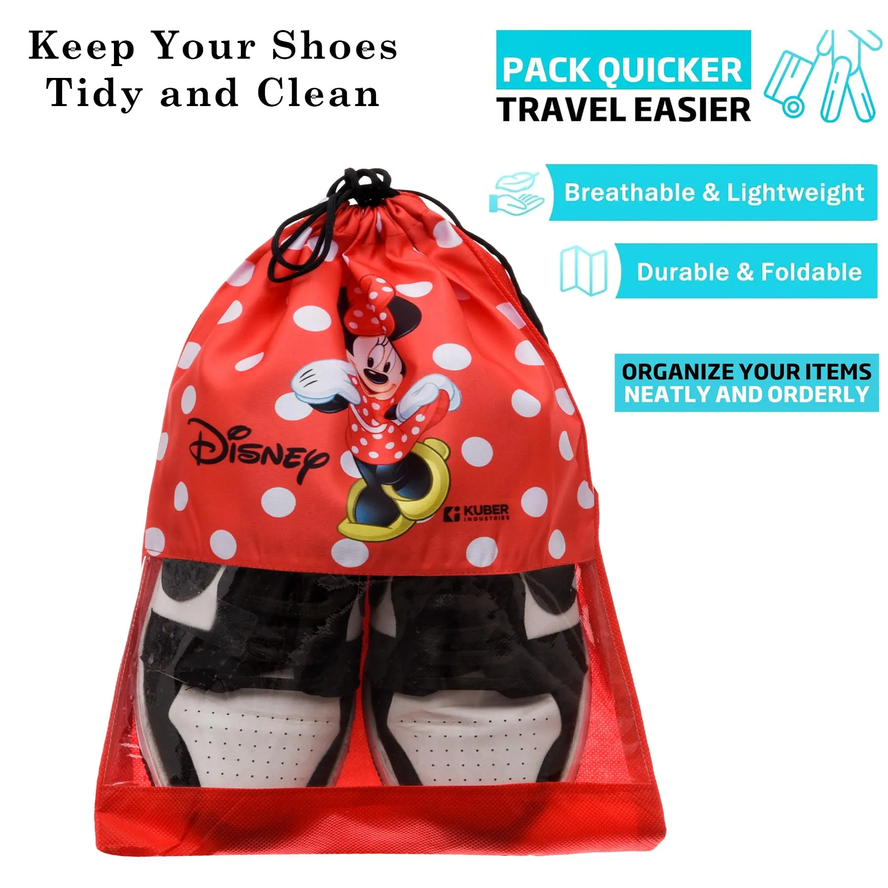 Heart Home Shoe Cover | Travel Shoe Storage Bags | Polyester Storage Bag | Drawstring Shoe Cover | Shoe Organizer with Clear window | Pack of 12 | Multi