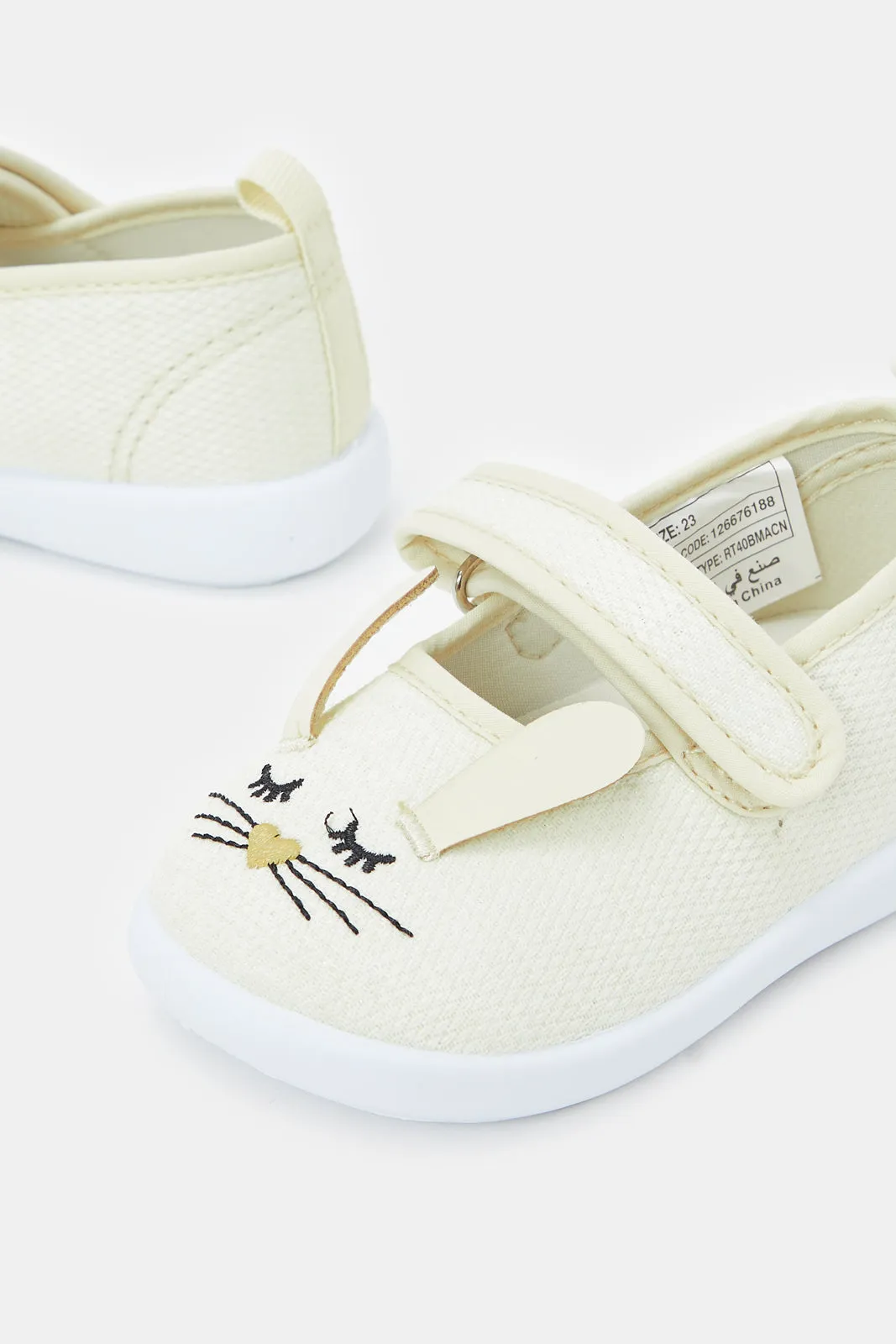 Infant Girls Beige Bunny Pump