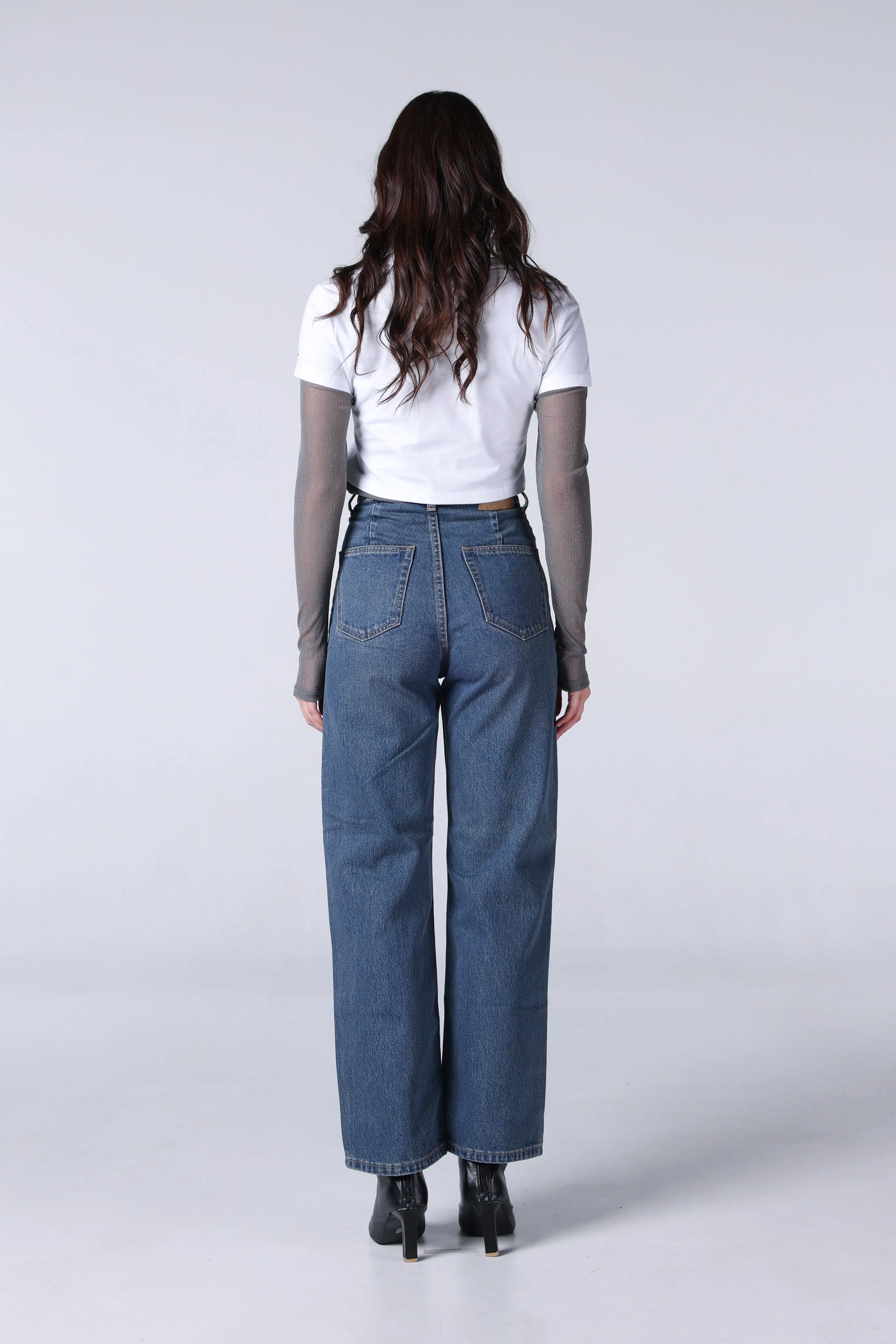 Jack Russel - Women Jeans - Klassik JF-115/DB Wide Leg Dark Blue High Waisted