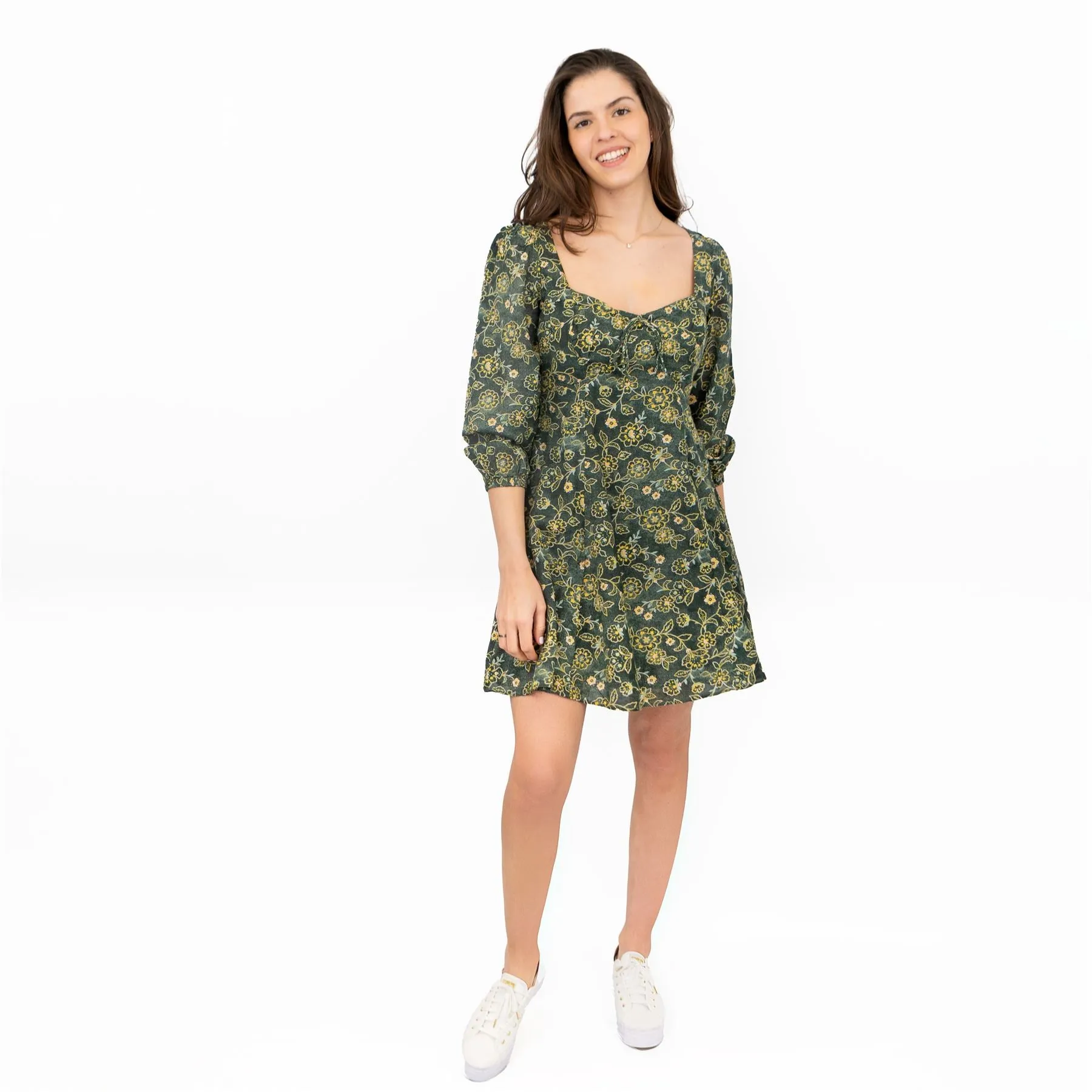 J.CREW Womens Green Floral Milkmaid Dress