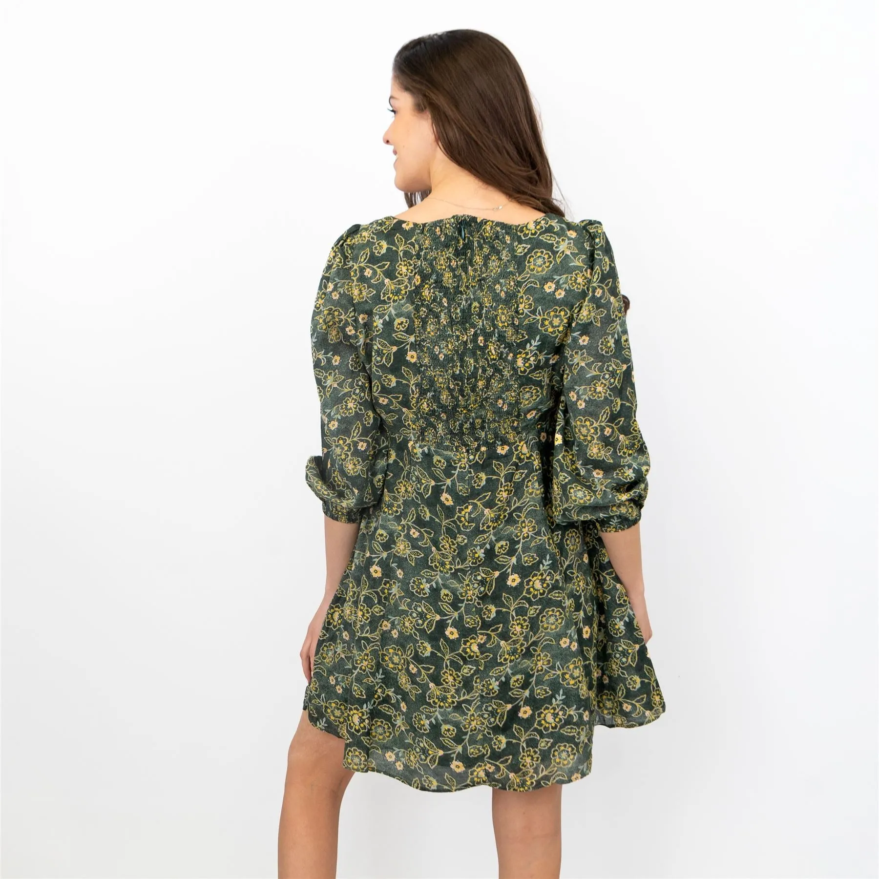 J.CREW Womens Green Floral Milkmaid Dress