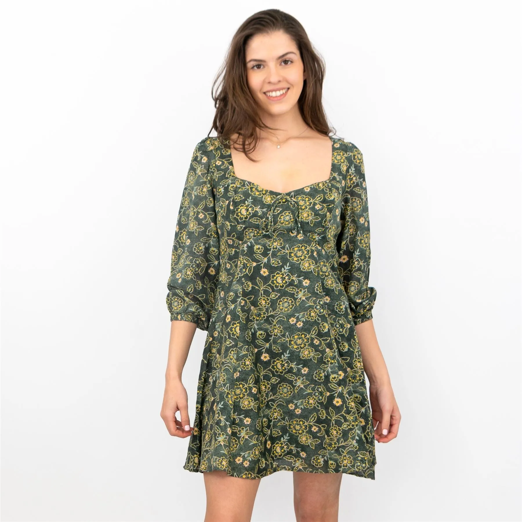 J.CREW Womens Green Floral Milkmaid Dress