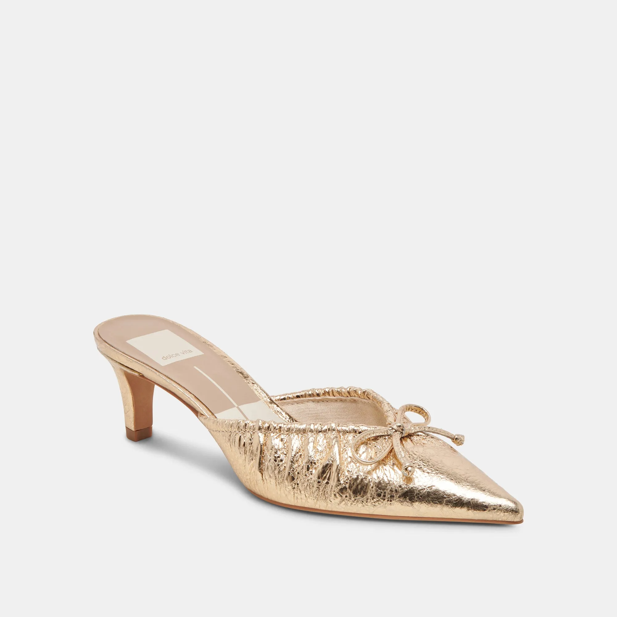 KAIRI MID HEELS GOLD DISTRESSED LEATHER