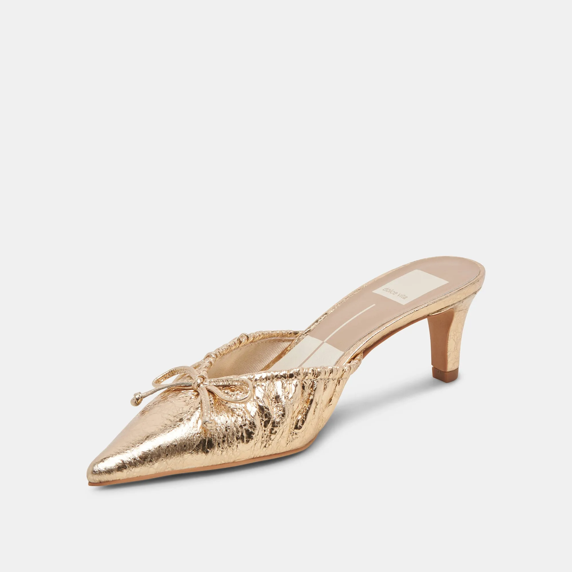 KAIRI MID HEELS GOLD DISTRESSED LEATHER