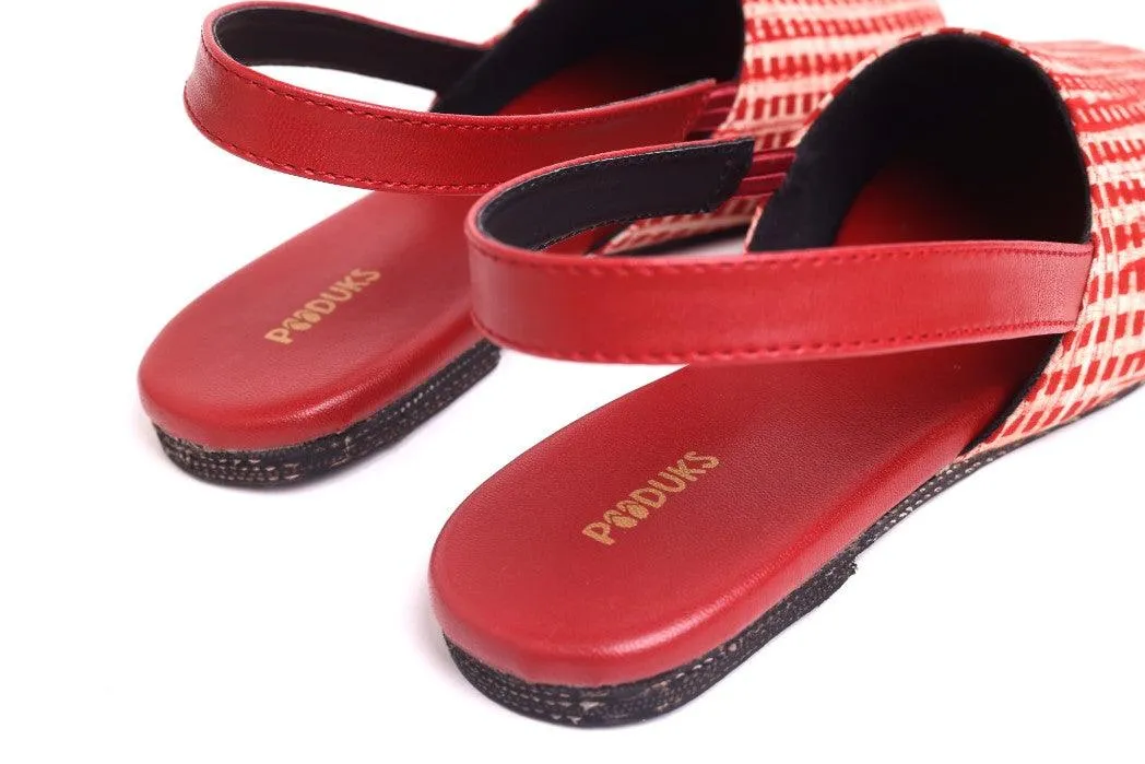 Kaito Red Strip Printed Comfortable  Sandals for Women