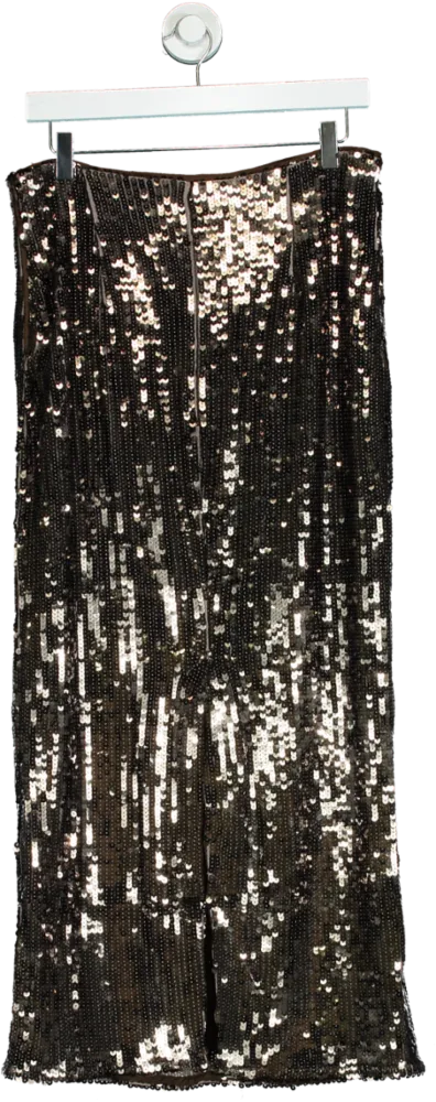 Karen Millen Gun Metal Sequin Woven Midi Skirt UK 12