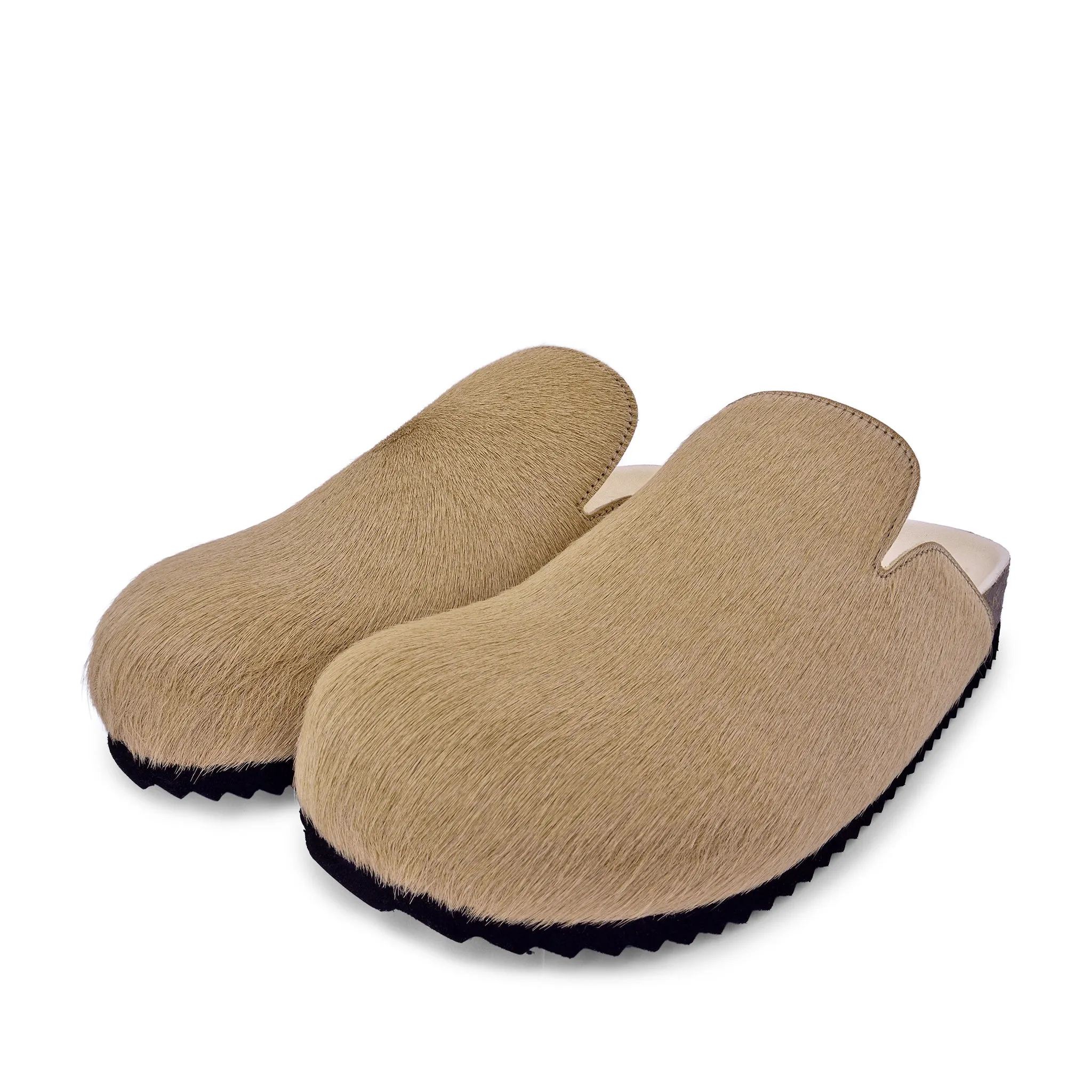 Kibo Beige Pony Hair Mules