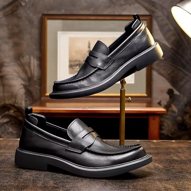 Luxury CrocLux Leather Slip-Ons: Sleek Round Toe