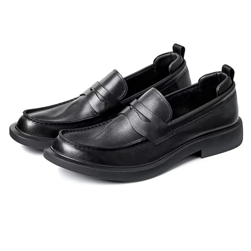 Luxury CrocLux Leather Slip-Ons: Sleek Round Toe