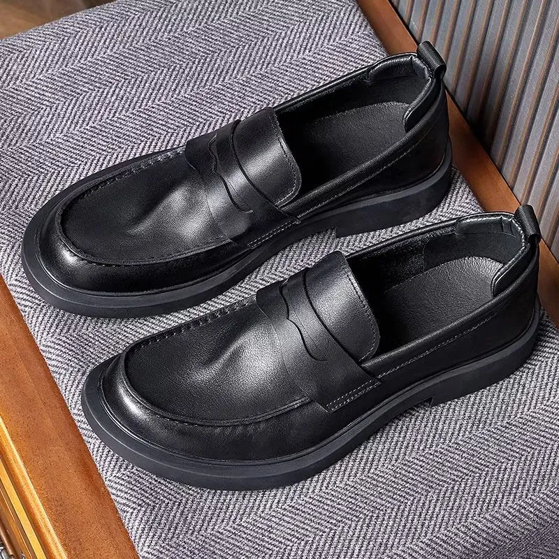 Luxury CrocLux Leather Slip-Ons: Sleek Round Toe