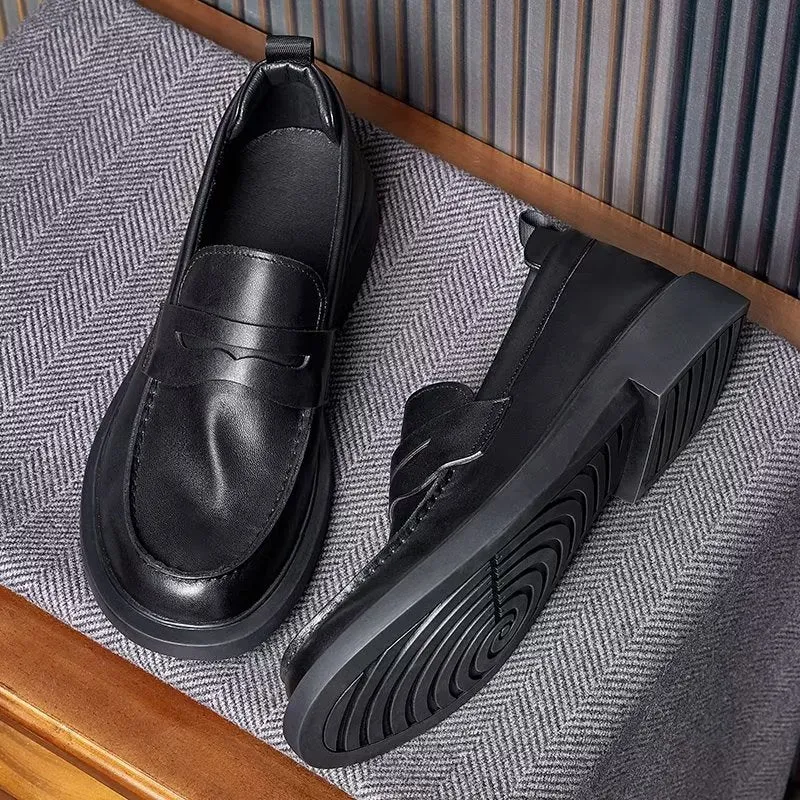 Luxury CrocLux Leather Slip-Ons: Sleek Round Toe