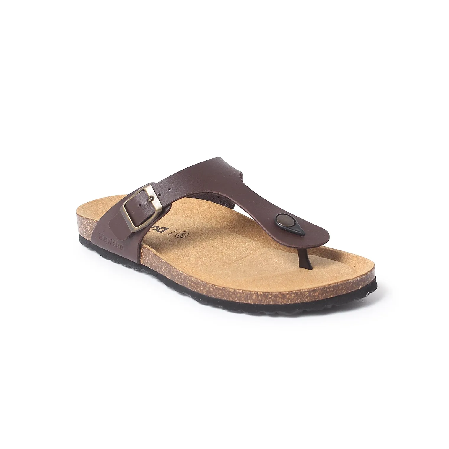 Malaga Vegan Leather Cork Sandal - Brown