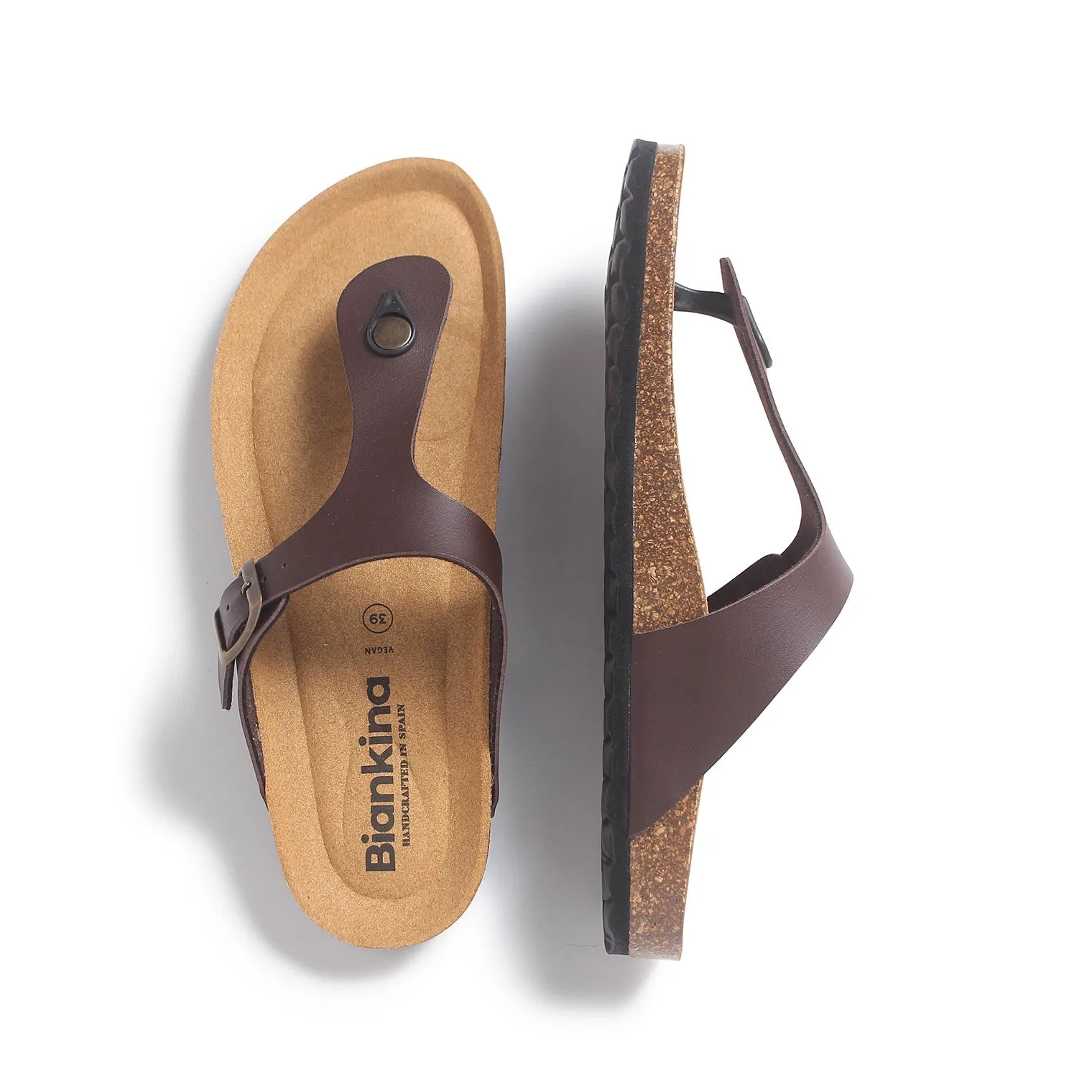 Malaga Vegan Leather Cork Sandal - Brown