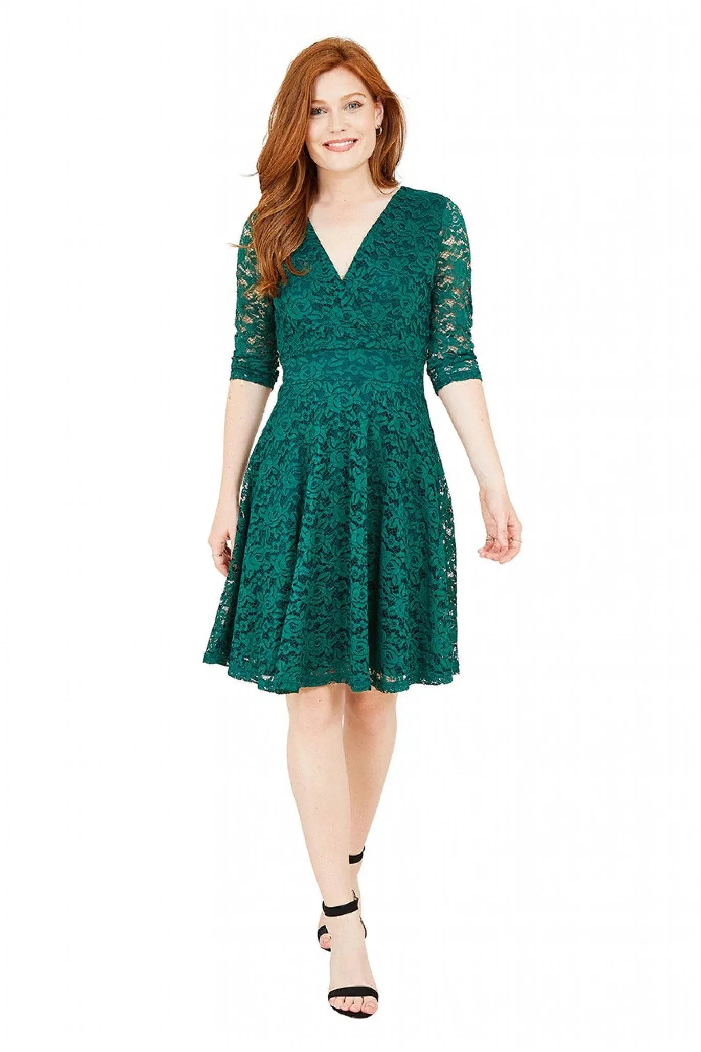 Mela London Green Lace Skater Dress