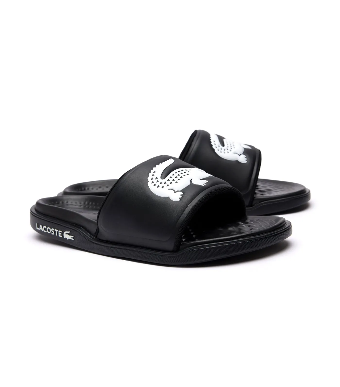 Men's Croco Dualiste Synthetic Logo Strap Slides Black/White