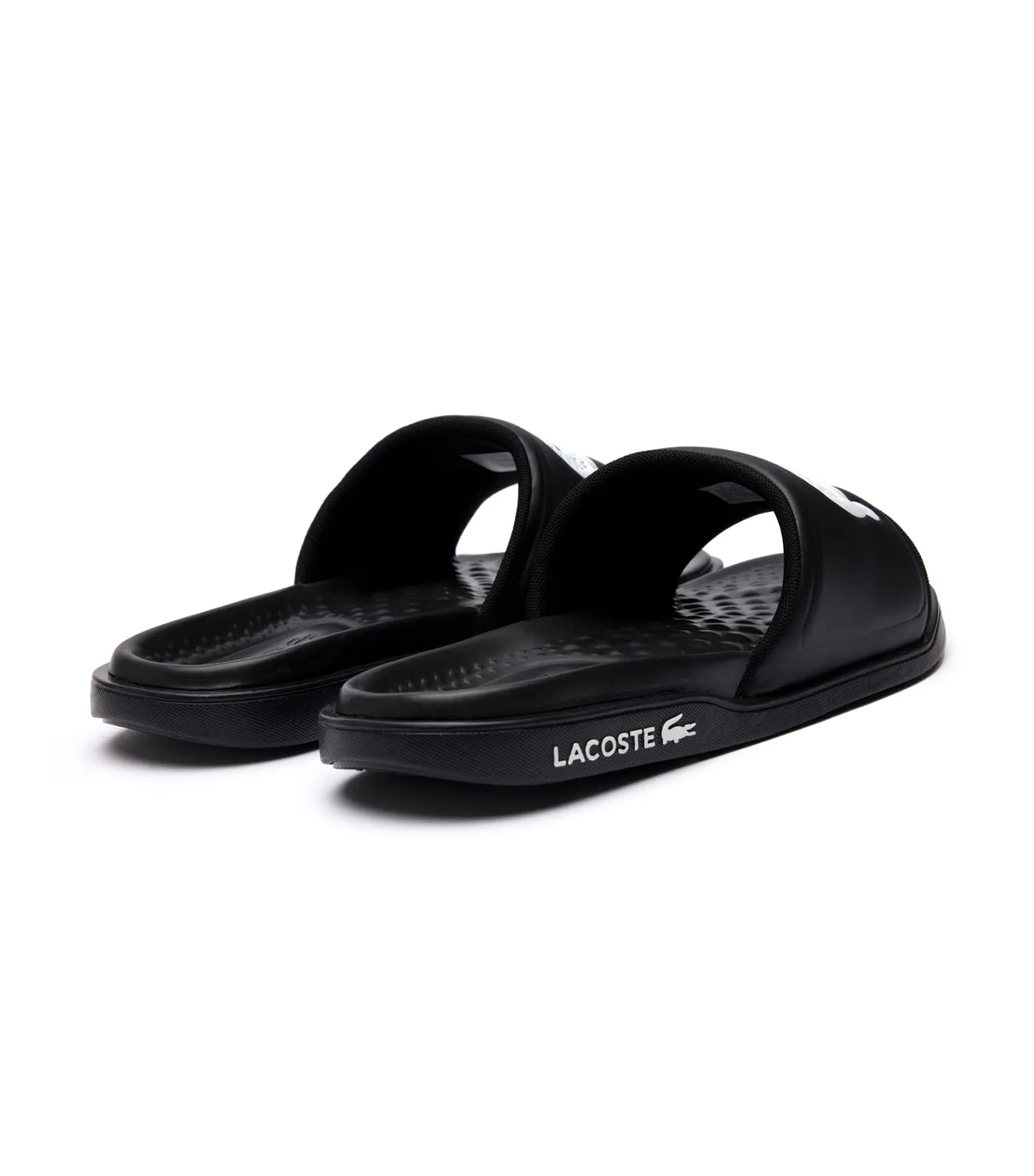 Men's Croco Dualiste Synthetic Logo Strap Slides Black/White