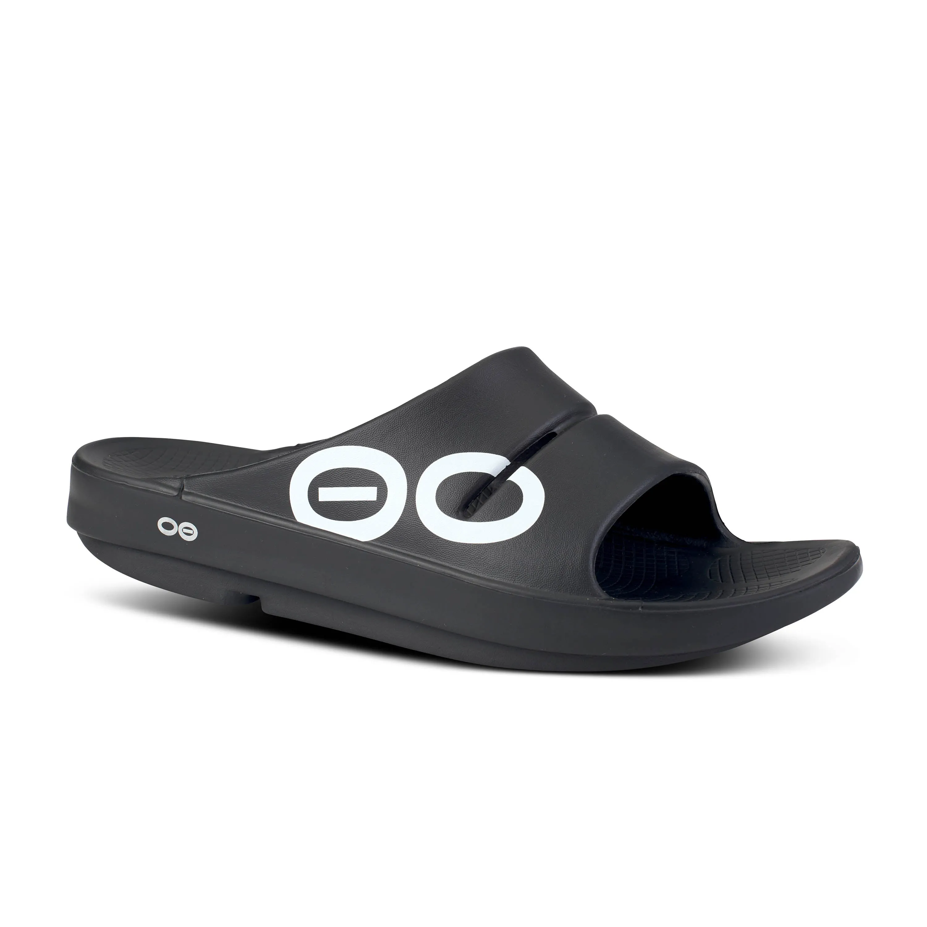 Men's Oofos OOahh Sport Slide Sandal Color: Black White