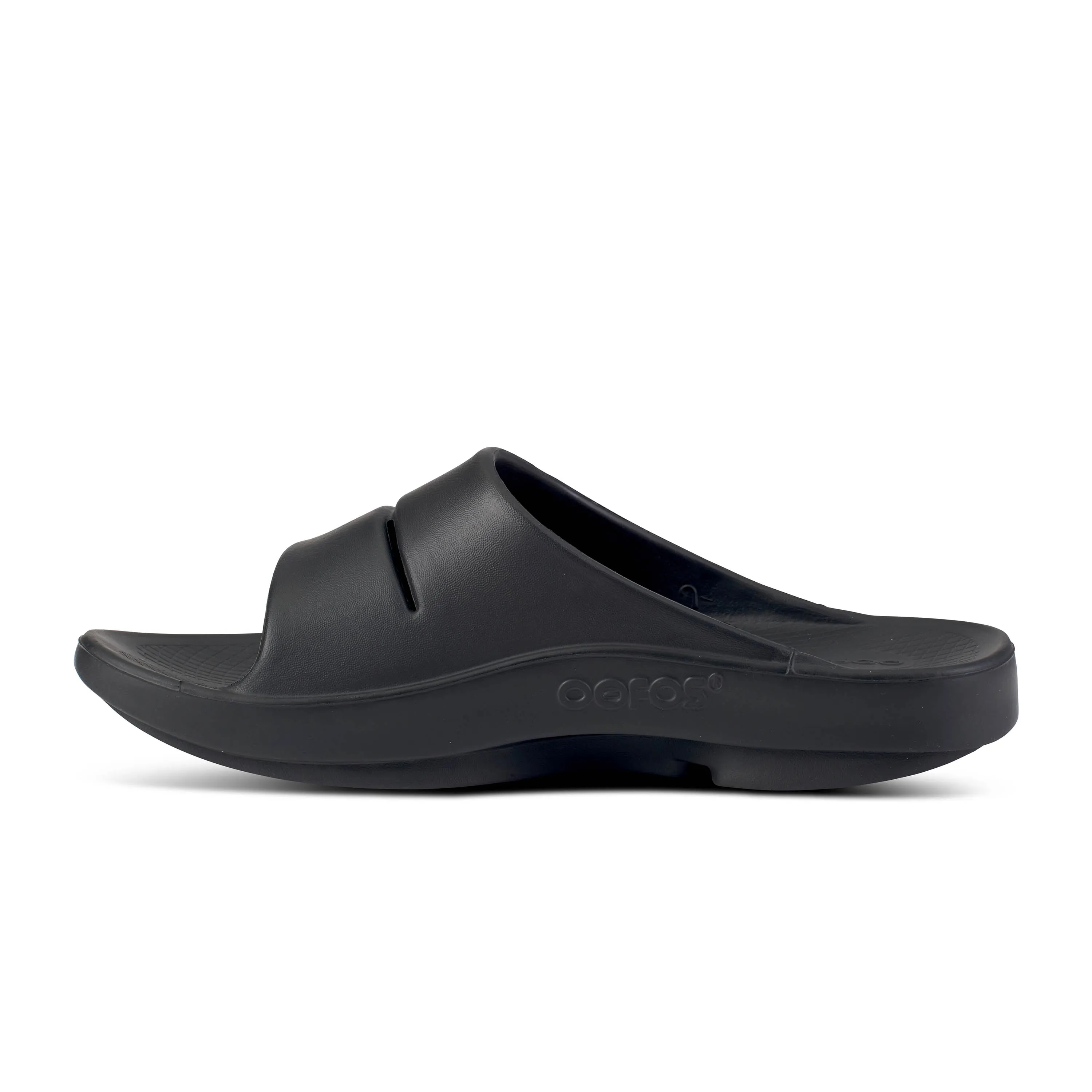 Men's Oofos OOahh Sport Slide Sandal Color: Black White