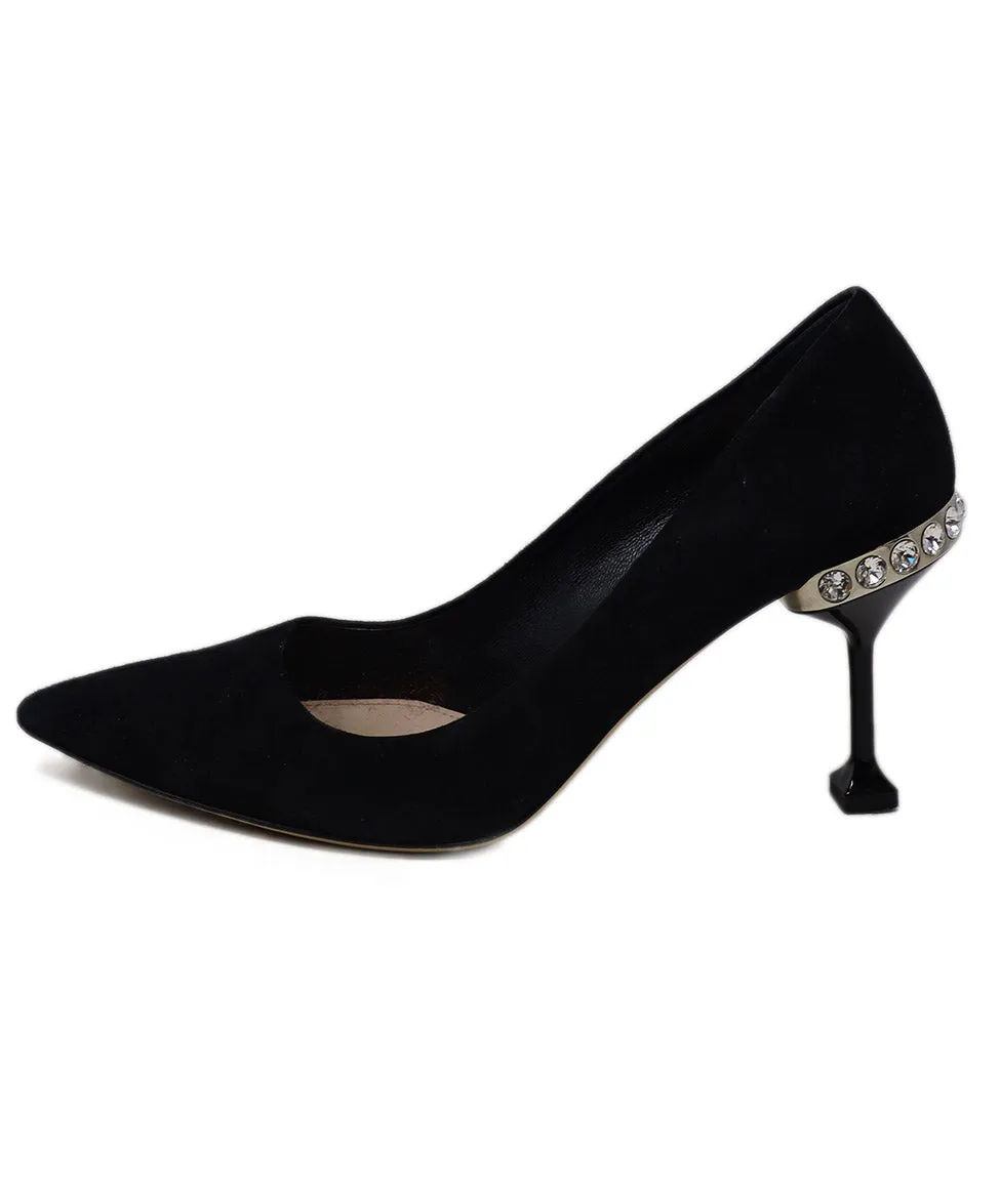 Miu Miu Black Suede Rhinestone Heels sz 8