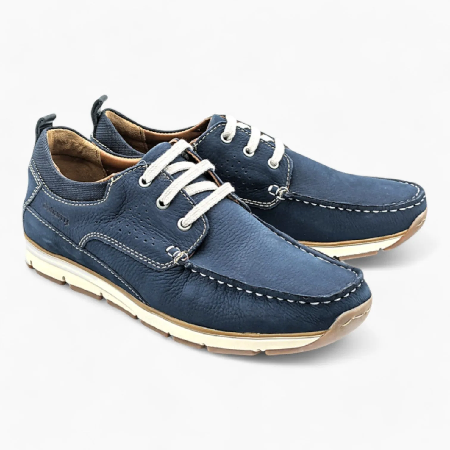 Navy Suede Casual Shoes with White Laces - Dubarry Matthew