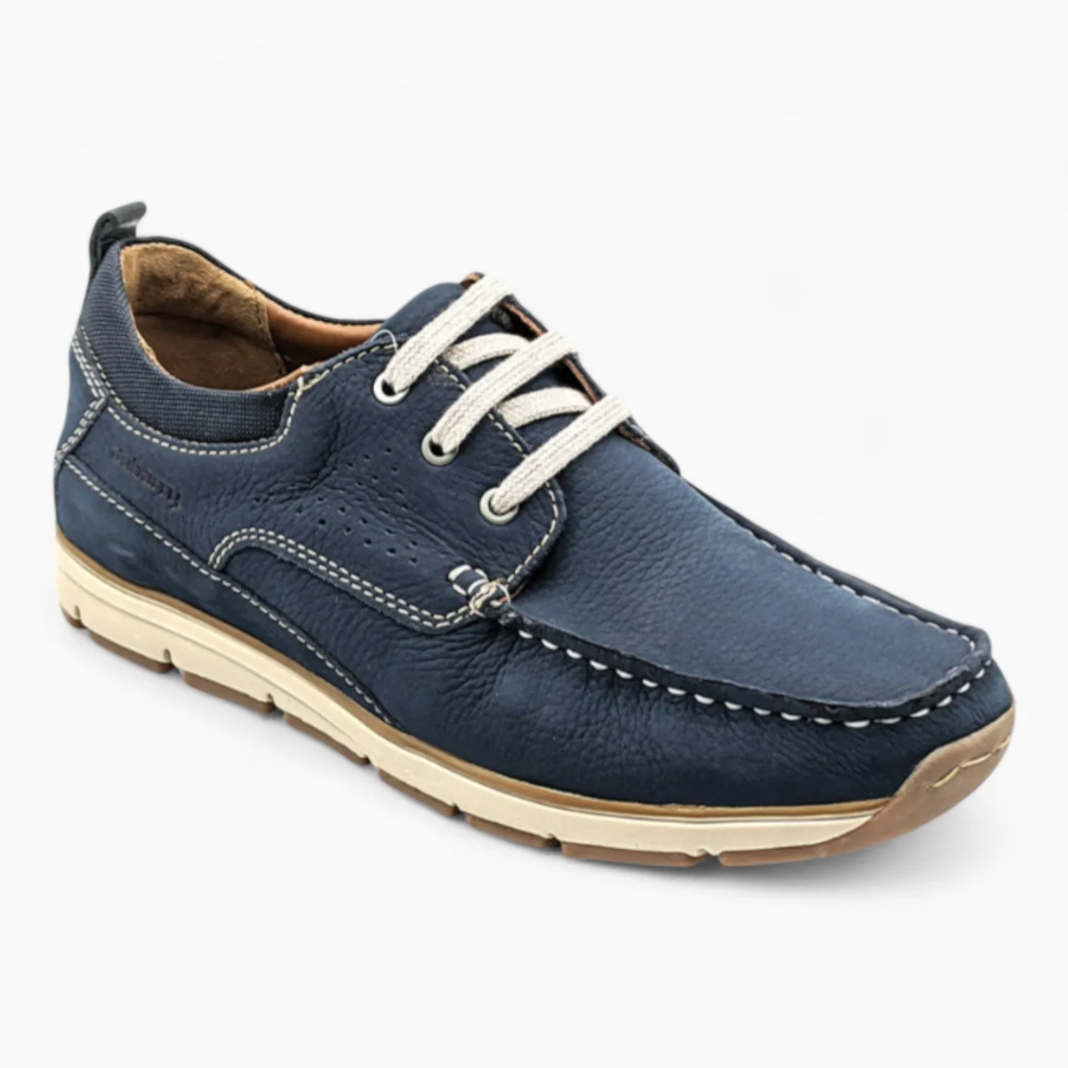 Navy Suede Casual Shoes with White Laces - Dubarry Matthew