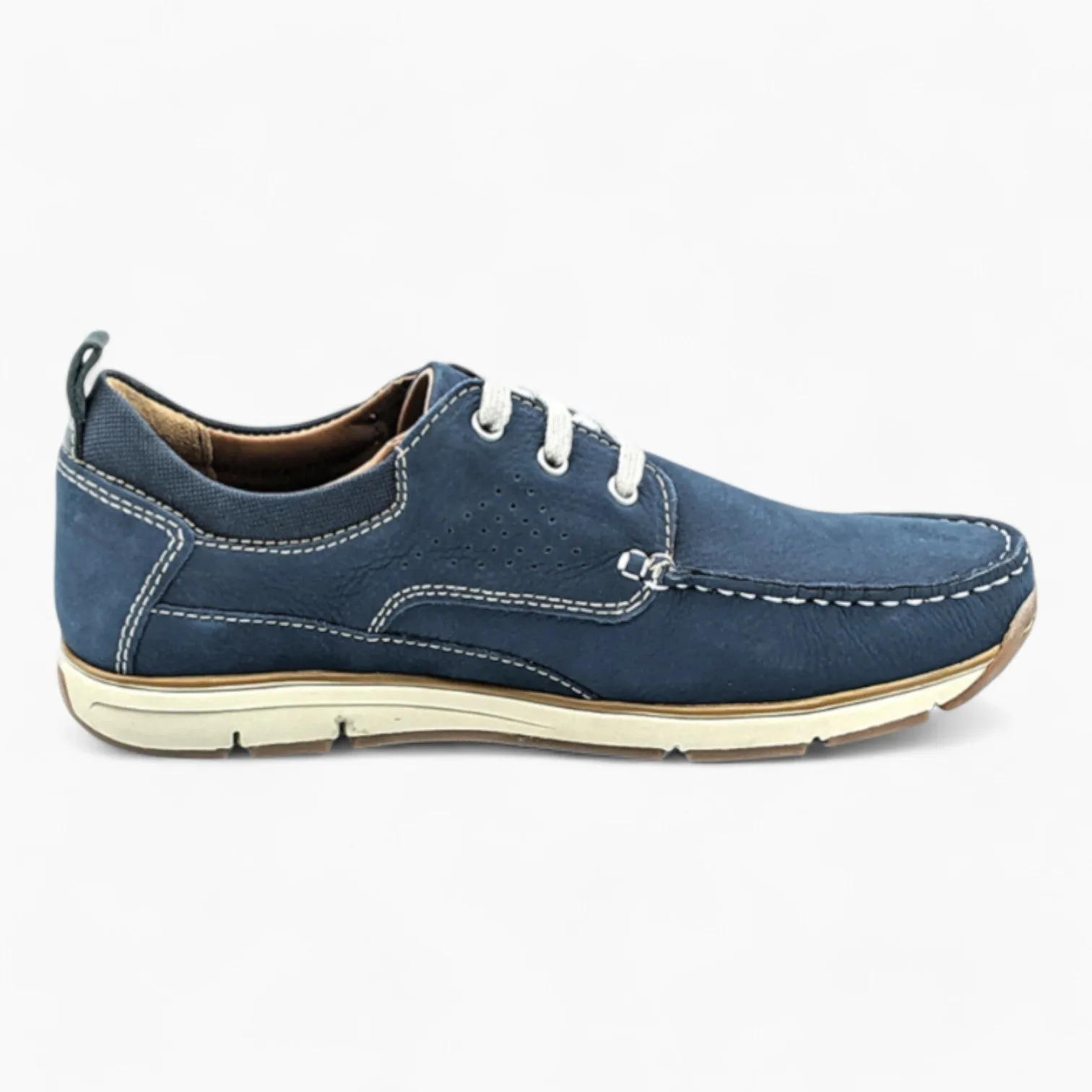 Navy Suede Casual Shoes with White Laces - Dubarry Matthew