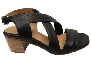 Orizonte Auckland Womens European Leather Mid Heel Comfortable Sandals