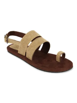 Paaduks Sef Toe-Ring Corduroy Sandals for Men (Light Brown)