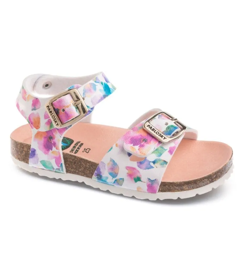 Pablosky Junior Girls Floral Sandal With Footbed Support 423400