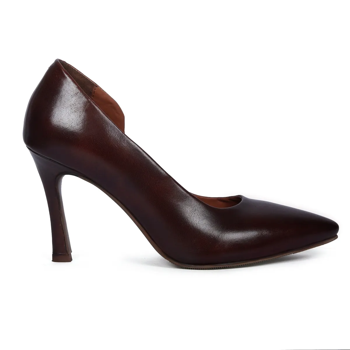 Pointed Toe Ladies formal Luxurious Dark Brown Sleek Stiletto Pencil Heel By Brune & Bareskin