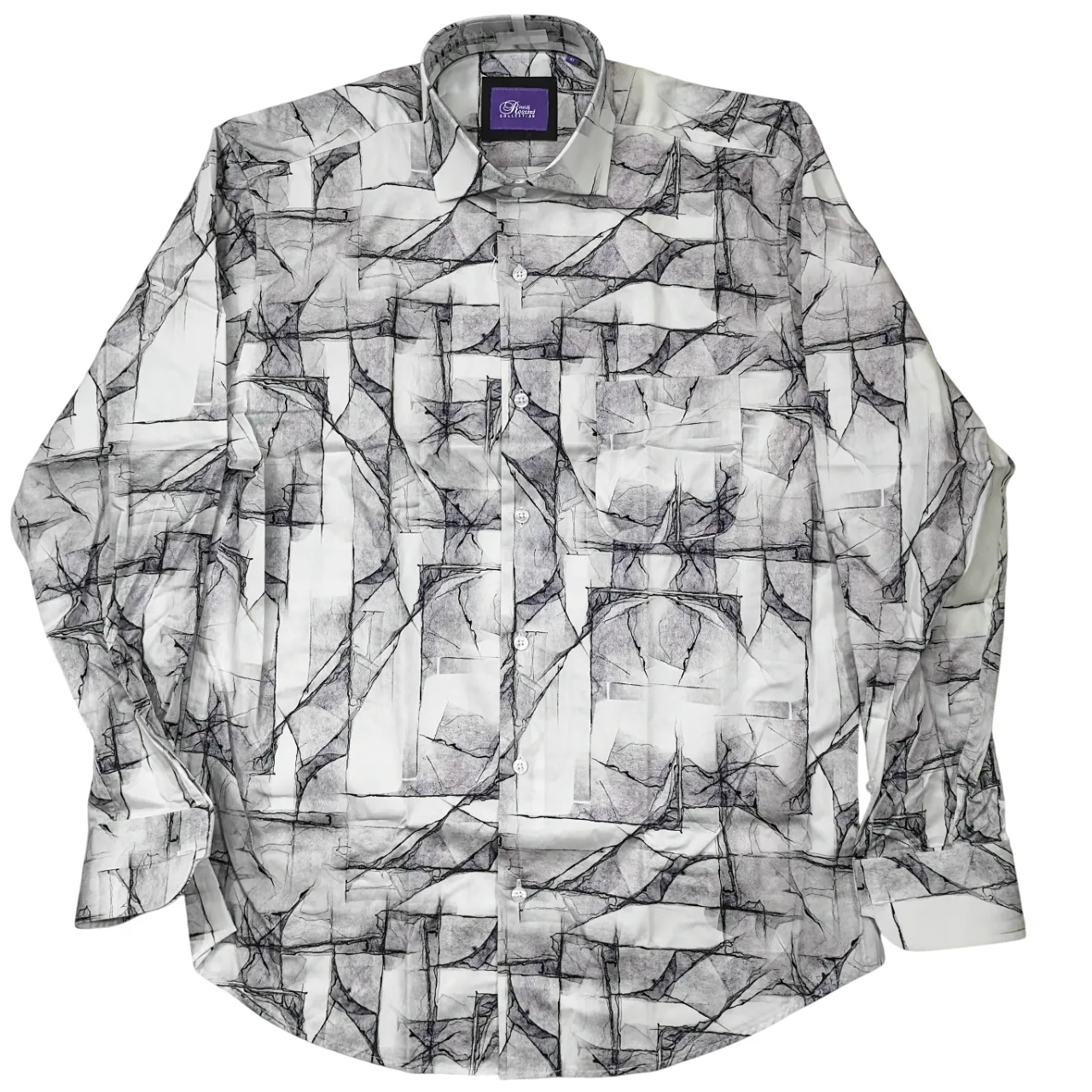 Rossini LS Reg Marble Pattern Grey Shirt