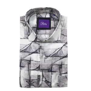 Rossini LS Reg Marble Pattern Grey Shirt