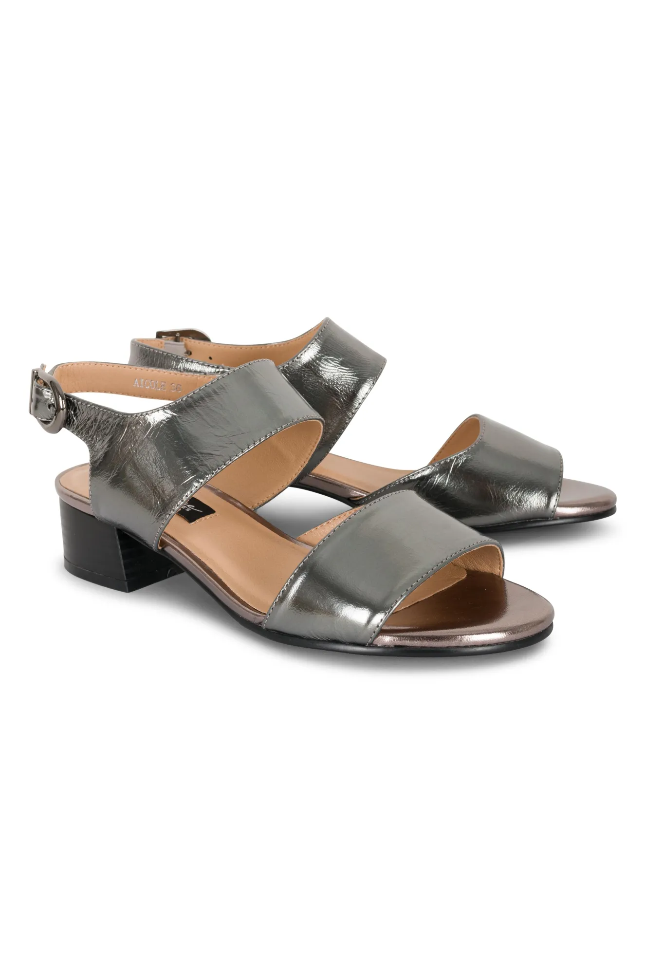 Stylish Leather Sandal | Dark Silver | NICOLE YY