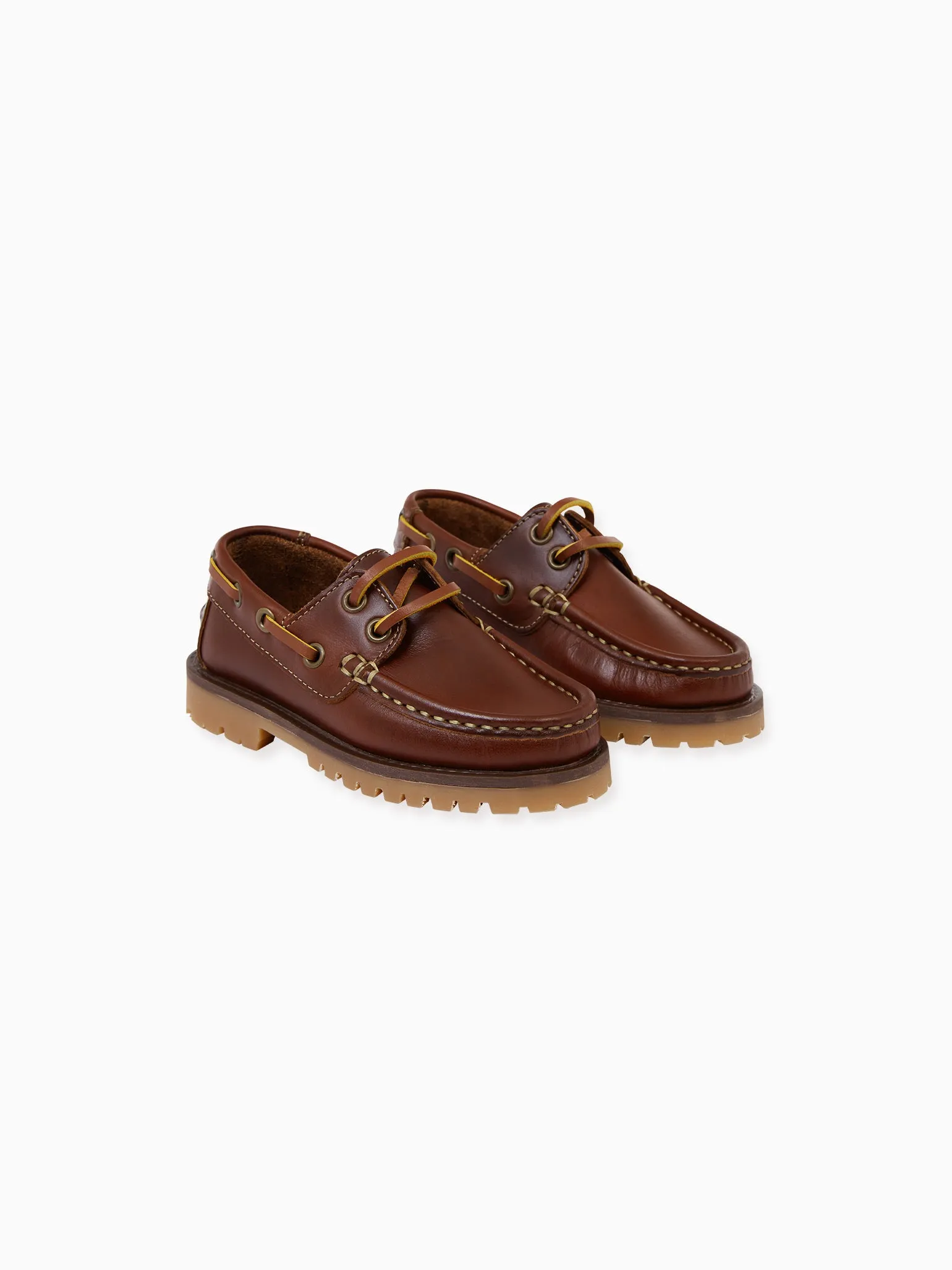 Tan Leather Boy Boat Shoe