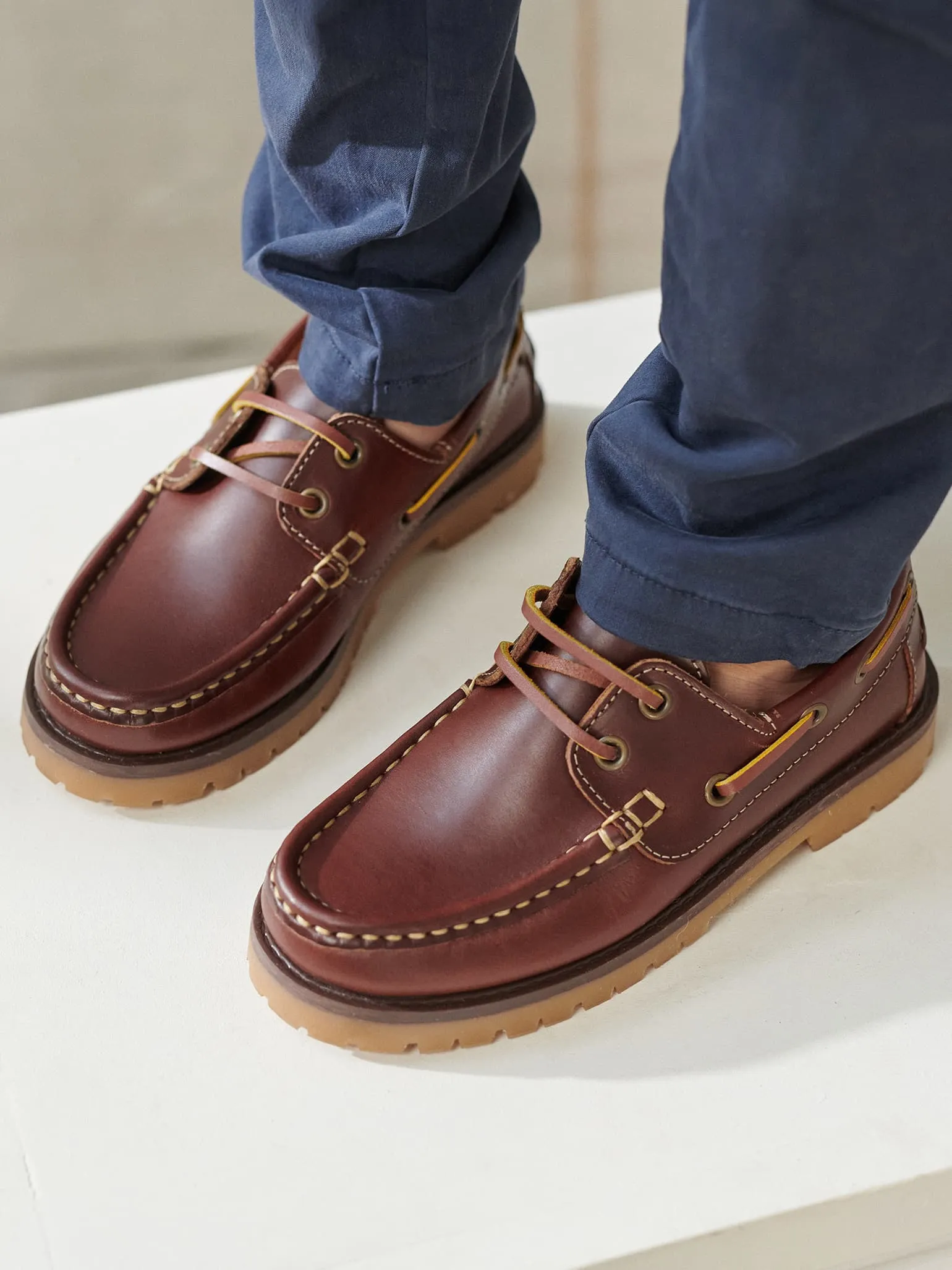 Tan Leather Boy Boat Shoe