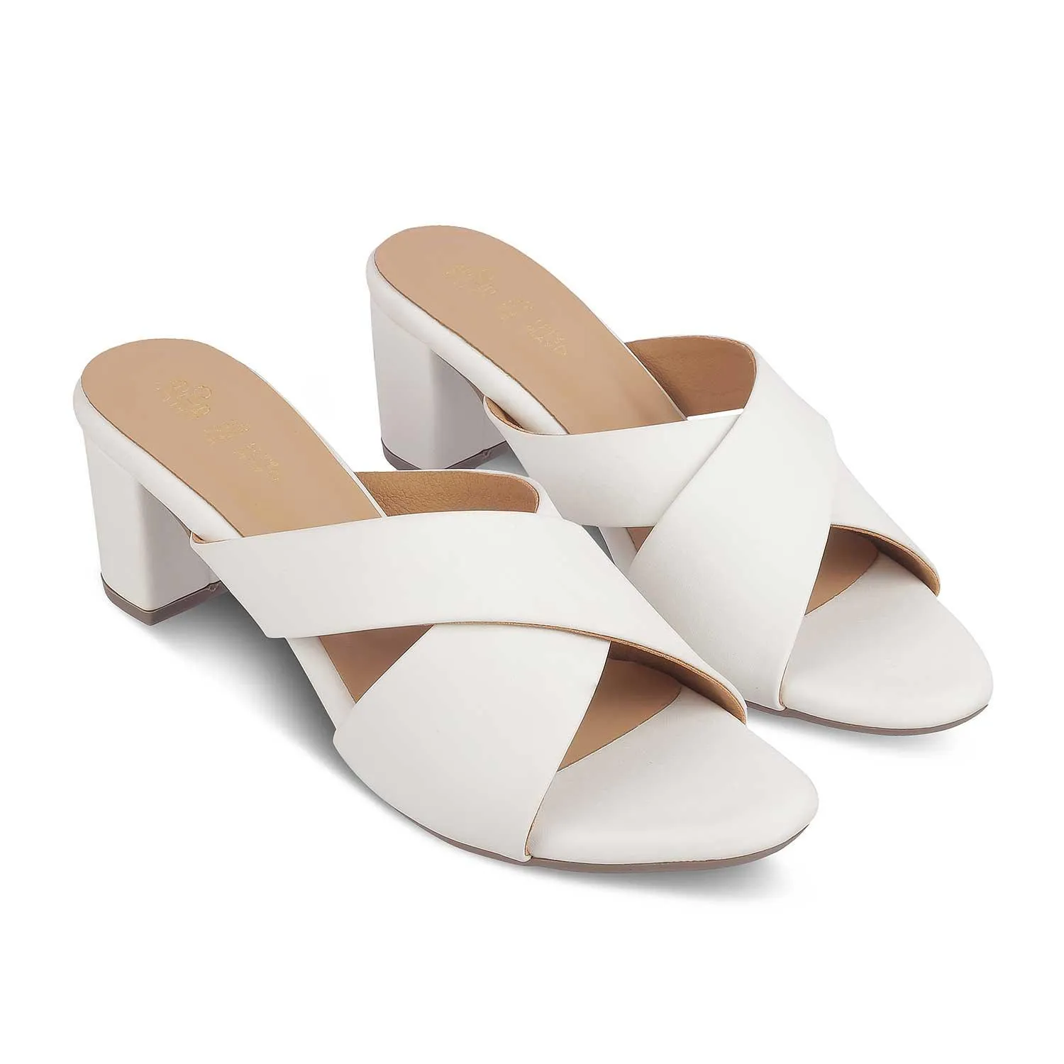 The Lisburn White Women's Dress Block Heel Sandals Tresmode