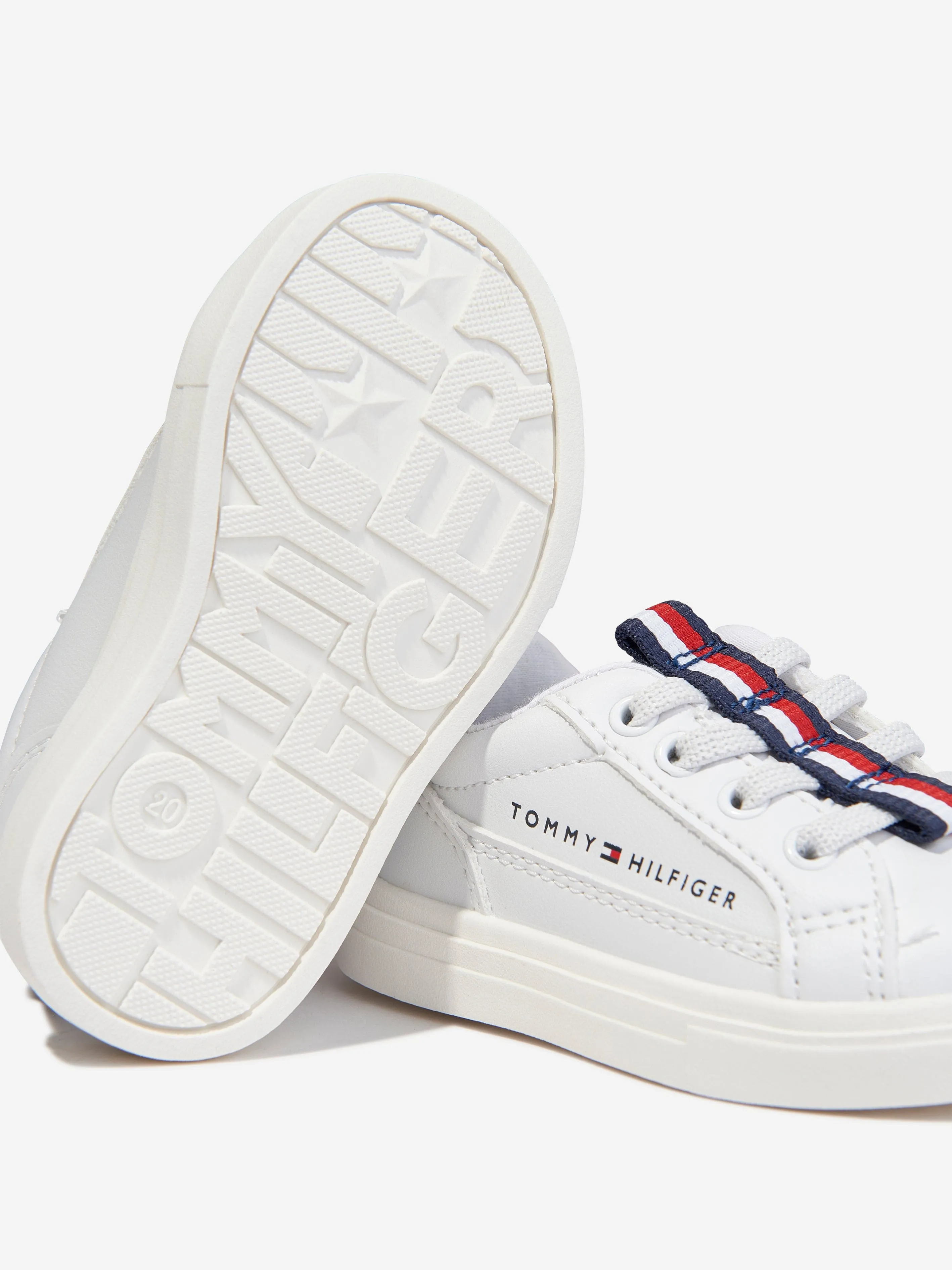 Tommy Hilfiger Boys Low Cut Lace-Up Trainers in White