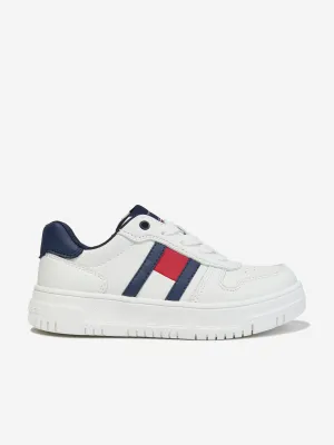 Tommy Hilfiger Kids Flag Low Cut Lace-Up Trainers in White