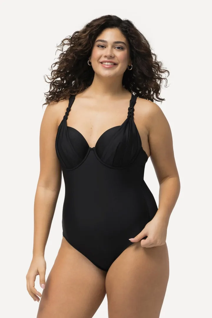 Ulla Popken Sparkle Swimsuit in Black