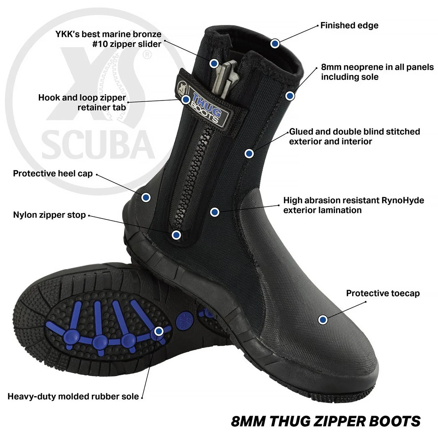 Used XS Scuba 8mm Thug Dive Boots-7