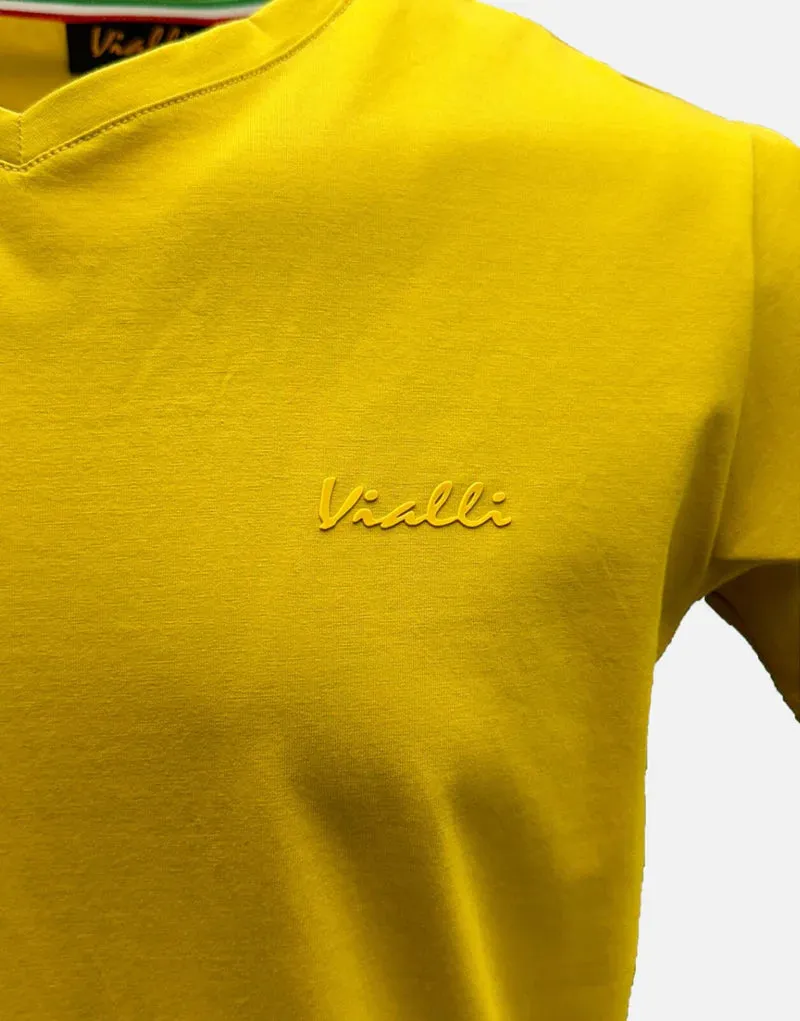 Vialli Bold Mustard V-Neck T Shirt