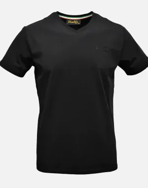 Vialli Bold V-Neck Black T Shirt