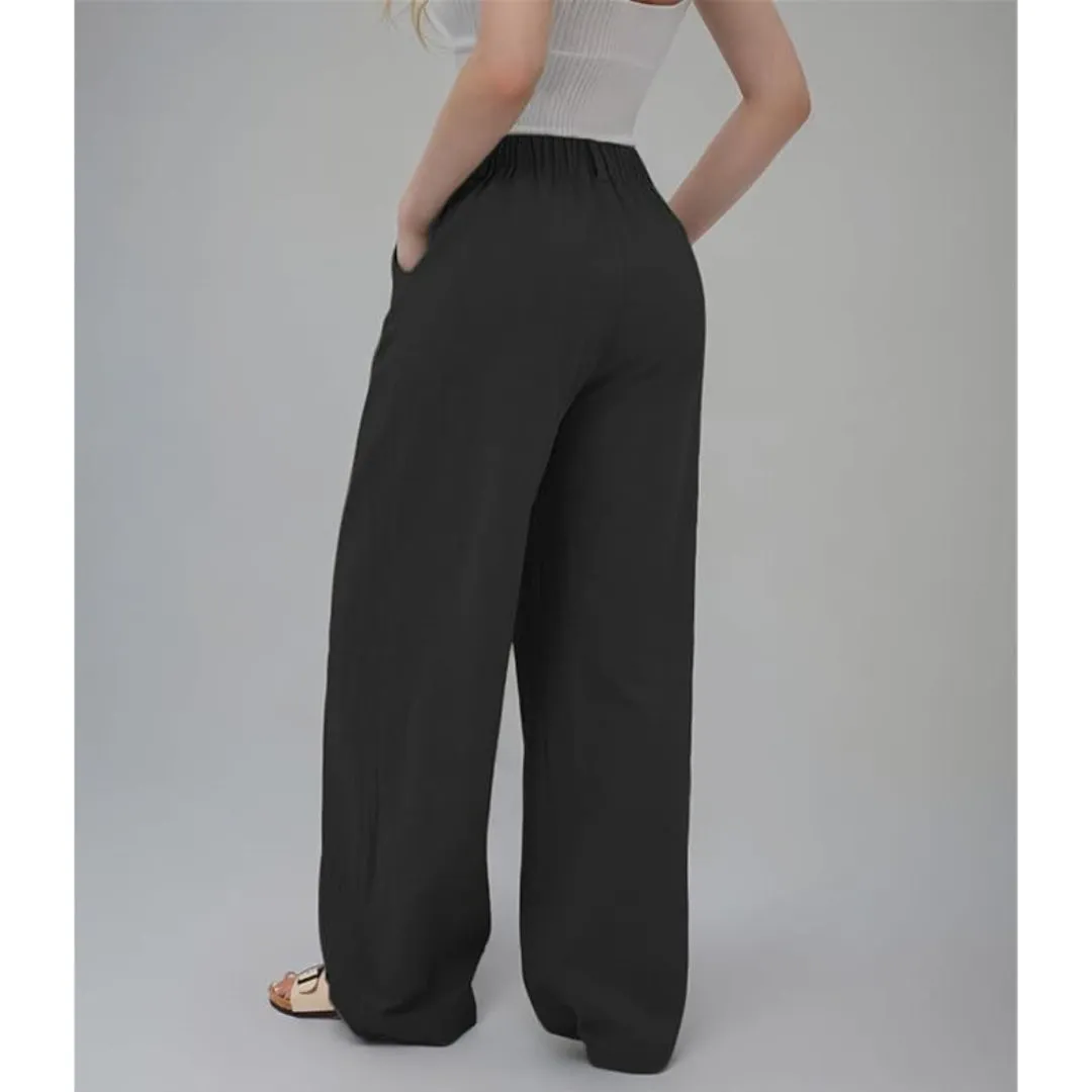 Wide Leg High Waisted Linen Trousers