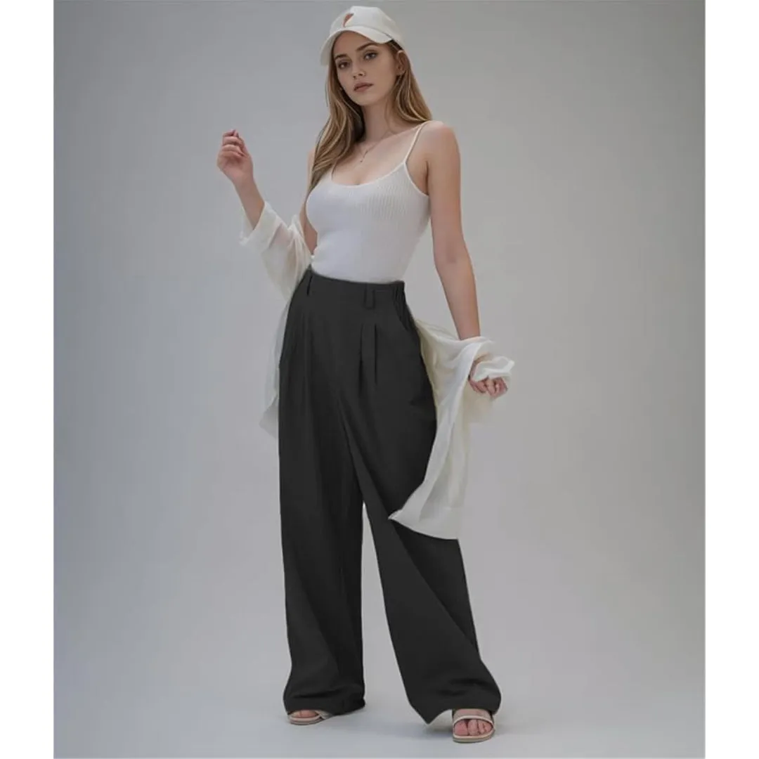 Wide Leg High Waisted Linen Trousers