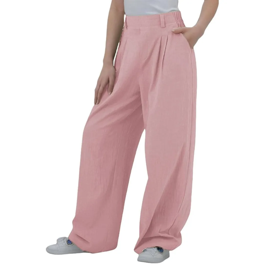 Wide Leg High Waisted Linen Trousers