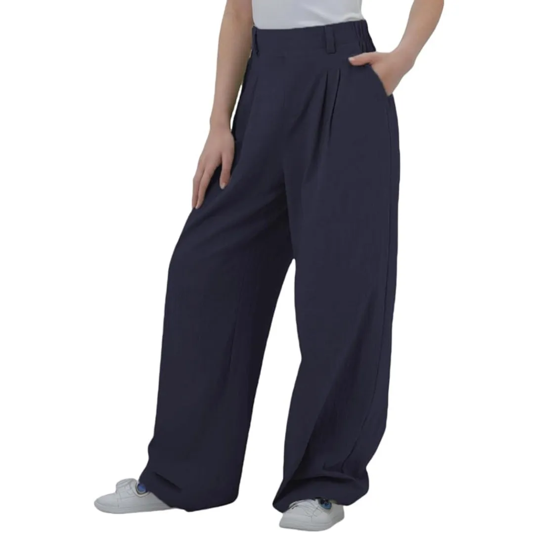 Wide Leg High Waisted Linen Trousers