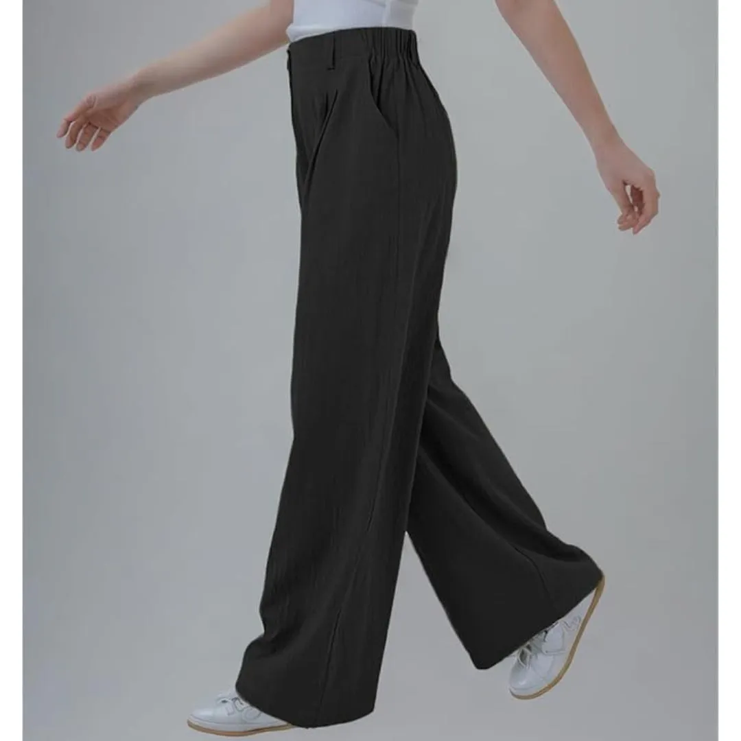 Wide Leg High Waisted Linen Trousers