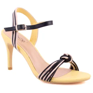 Women “Tancy” Stripe Design Knot Toe Strap Slip On Sandals